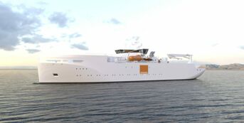 Design illustration of VARD 9 03 Cable repair vessel for Orange Marine 2021